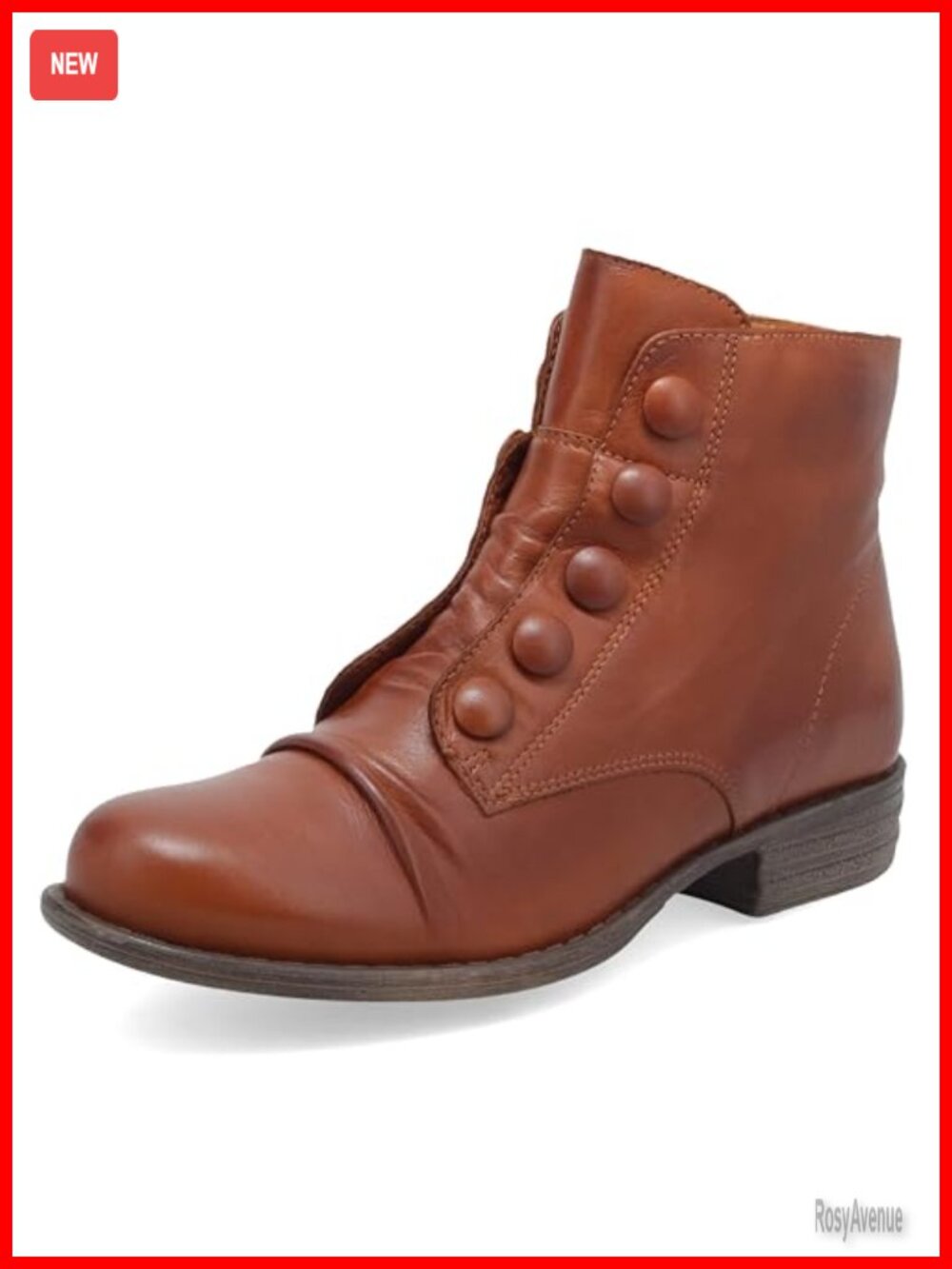 Leather Ankle Bootie with Microfiber Lining and TPR Outsole